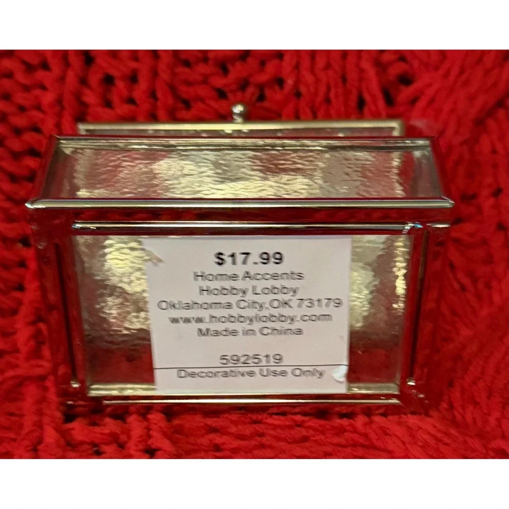 Hobby Lobby Home Accents Glass Trinket Box Purple Butterfly Floral 592519